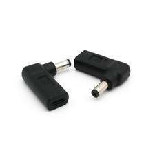 USB 3.1 Type C Female to 5.5 x 2.1mm/5.5x2.5mm Male Right Angle DC Power Adapter
