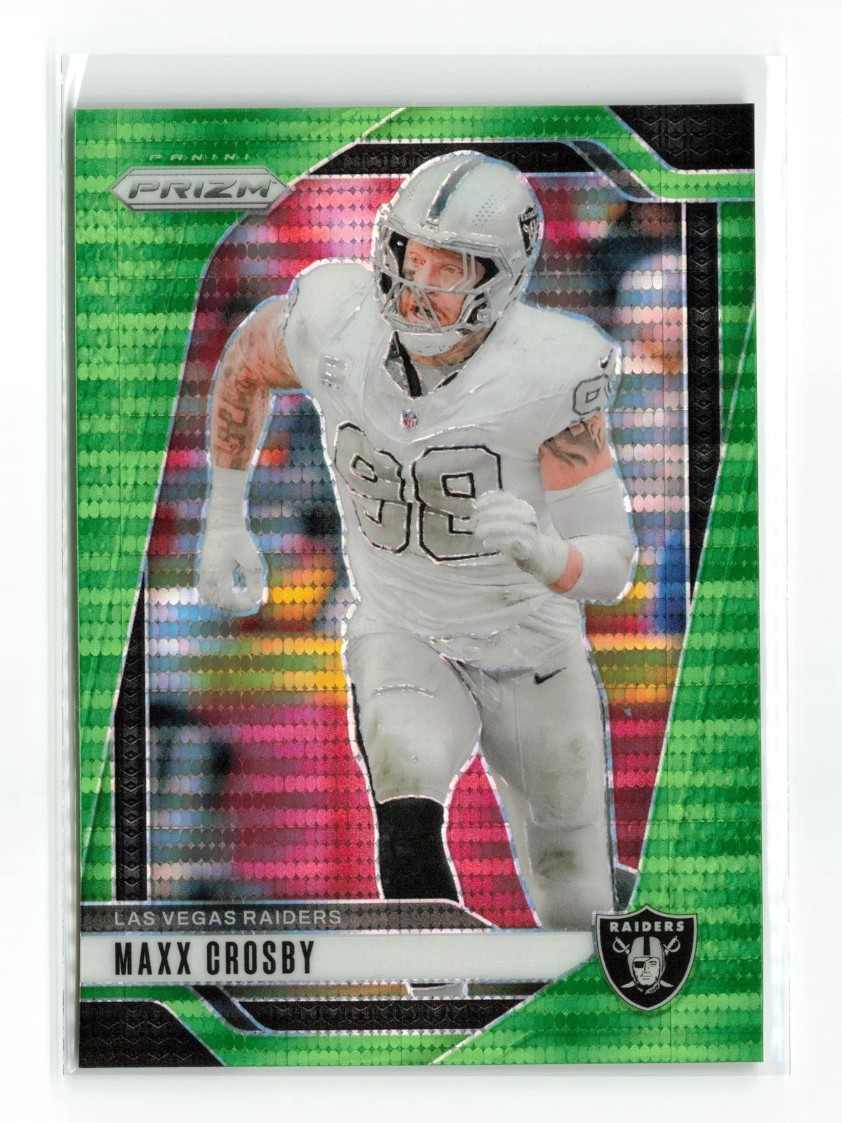 MAXX CROSBY #152 2024 PANINI PRIZM RAIDERS NEON GREEN PULSAR