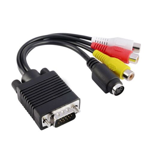 VGA SVGA to S-Video 3 RCA AV TV Out Cable Adapter Converter PC Computer Laptop - Picture 1 of 12