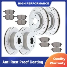 Front Rear Drilled Rotors + Brake Pads for 2014 - 2015 2016 2017 Nissan Rogue