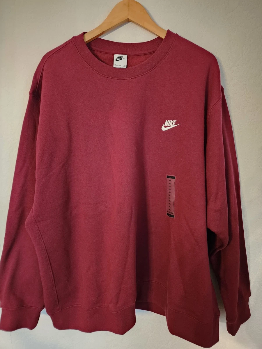Nike Men s Sportswear Club Fleece Crew Size 3XL Dark Bertroot