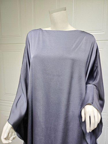 Satin Kaftan Muslim Women Dress Batwing Sleeve Loose Abaya Modest Robe Cocktail - Picture 50 of 59