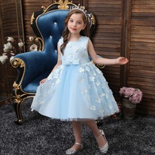 Baby Flower Girl Dress Toddler Party Princess Wedding Bridesmaid Bow Tutu Dress