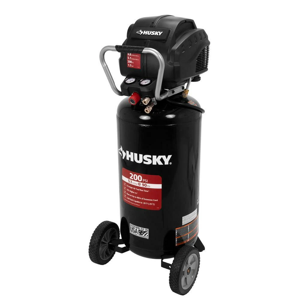 Vertical Electric Air Compressor Portable 27 Gallon 200 PSI Wheel Quiet Slim NEW