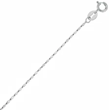 0.8mm Lumina Twisted Chain Necklace Real 14K White Gold