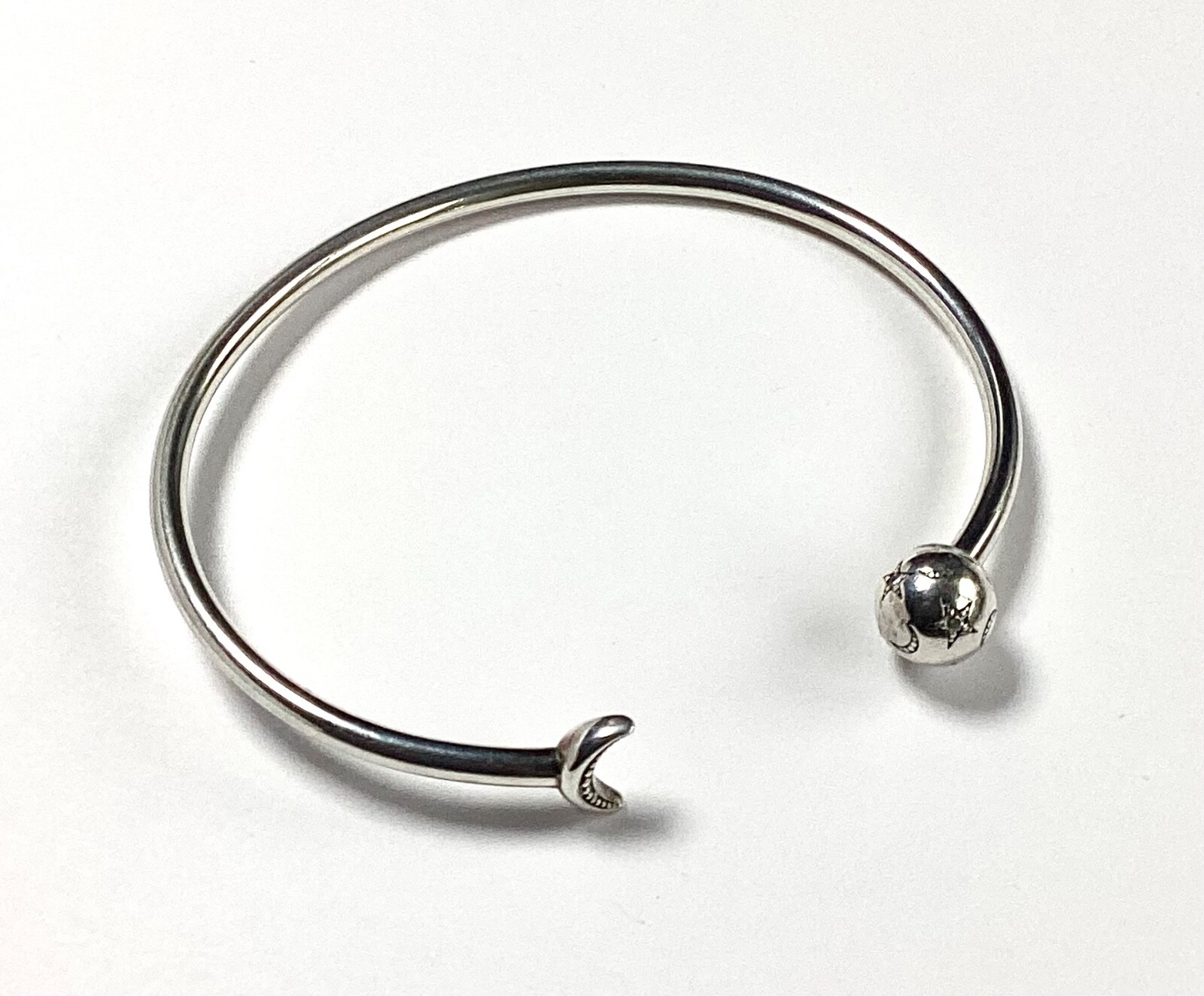 Pandora Moon Star Sterling Silver Open Bangle S925 ALE Excellent Cond  
