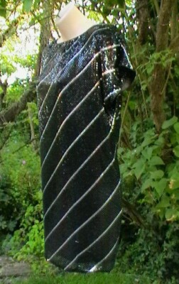 Reiss Black and silver real metal work evening/ cocktail tunic dress  size M