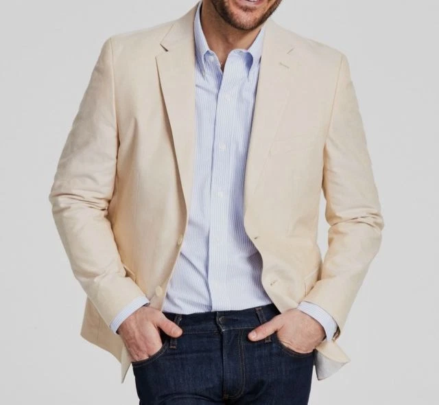 $295 Tommy Hilfiger Men's Beige Modern-Fit Sport Coat Suit Jacket Size 36S