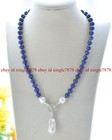 Keshi Baroque Pearl Pendant Necklace 16-28' 8mm Blue Lapis Lazuli Natural White