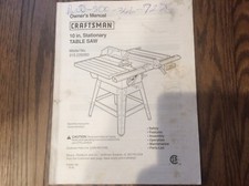 Craftsman Table Saw Manual for Model 
