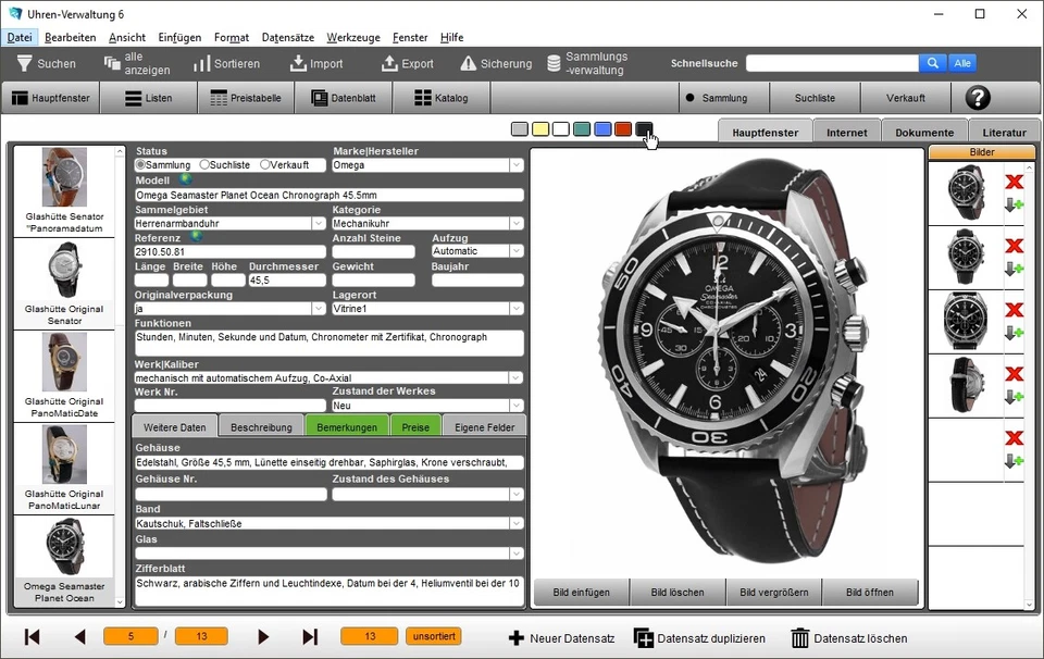 GS Uhren-Verwaltung 6 - Die Software zur Verwaltung Ihrer Uhren-Sammlung - Bild 2 von 4