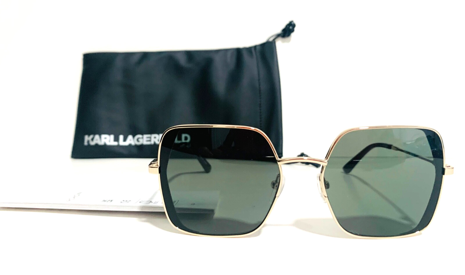 Karl Lagerfeld Kl340S 711 Gold Green Lens Oversized Sunglasses 56-18-140 Mm