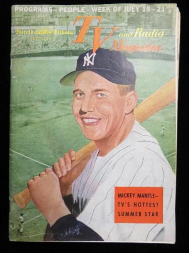 Rare 1956 TV Magazine with Mickey Mantle Yankees Baseball Cover - Imagen 1 de 5