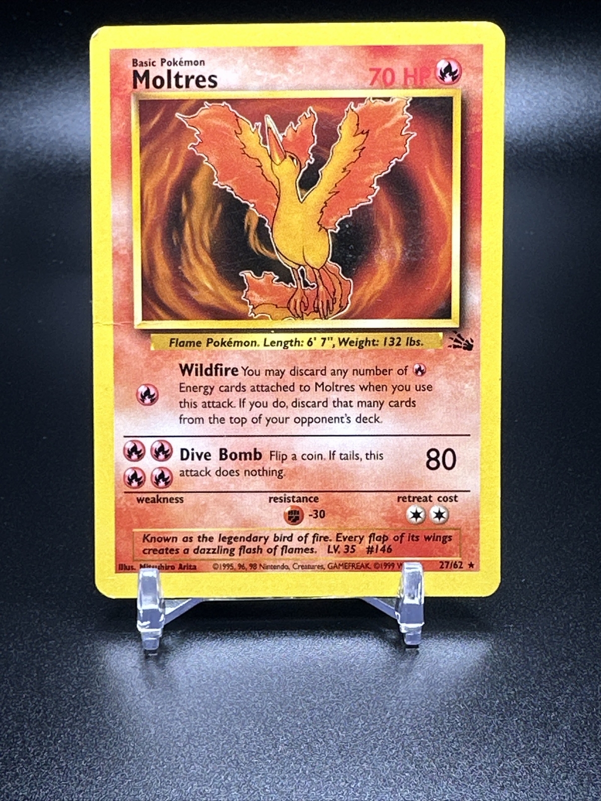 Pokemon Card Moltres Fossil Rare 27/62 MP