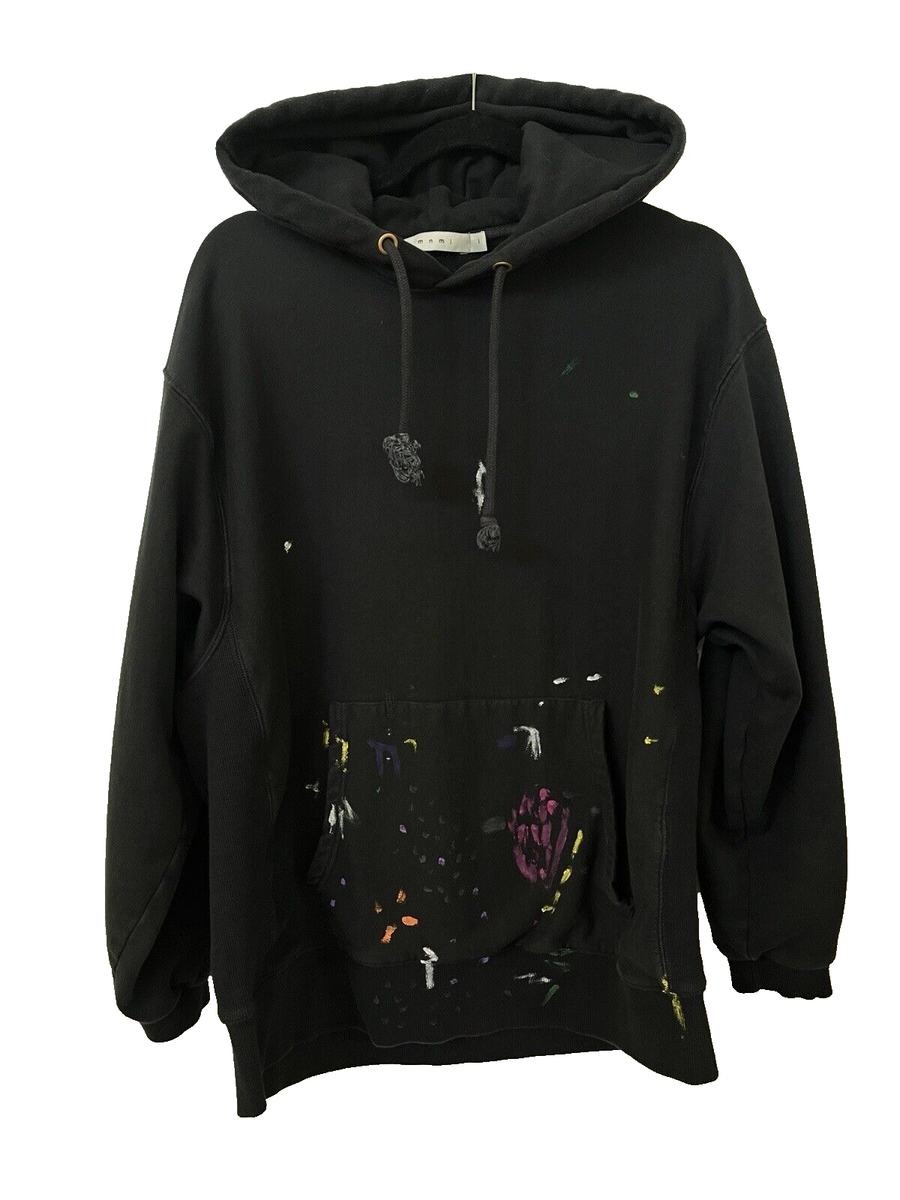 MNML Paint Splatter Black Hoodie Sz L Unique Thick