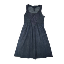 Calvin Klein A Line Sleeveless Dress Womens Medium Black Mesh Lightweight Summer