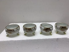 Lot Of 4 Round Footed Individual Salts Hand Painted Nippon Good Condition 