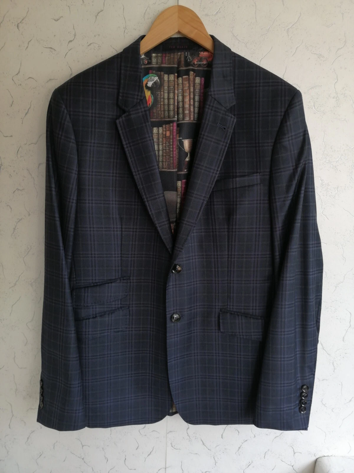 Ted Baker London Mens Blue Check Jacket Blazer UK Size 42R Chest 42in. Pre-owned