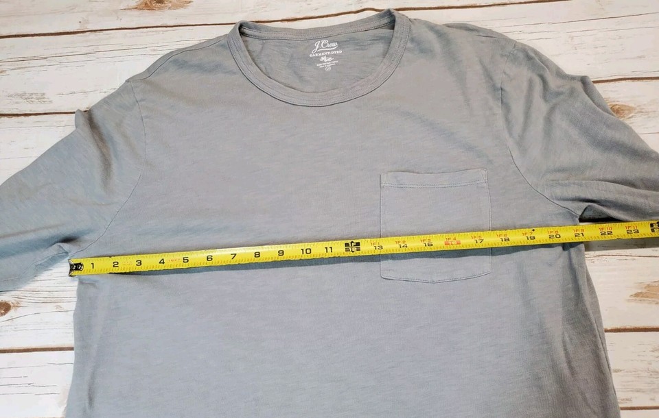 J.CREW Mens Large Tall GARMENT DYED CREWNECK Shirt Gray Pullover SLUB