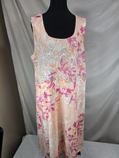 Floral Sleeveless Dress One World Multi Color A Line Midi Round Neck XL