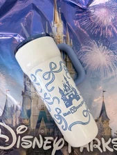 Walt Disney World Starbucks Blue Castle & Ribbons Hot & Cold Tumbler W/handle