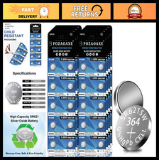 364 Watch Batteries 80 Pack - Long-Lasting Leak-Proof SR621SW LR621 Silver Oxide