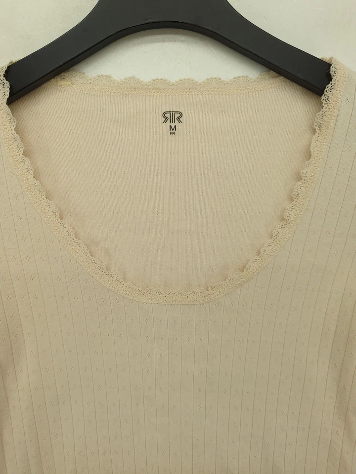 Top para mujer La Redoute M algodón crema con poliéster básico Foto 3 de 4