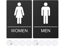 2-Pack 6x9-inch Mens Womens Bathroom Signs ADA Compliant with Braille