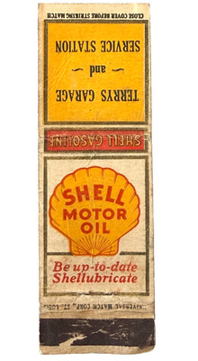 1930s Shell Motor Oil Gasoline Service Station Matchbook Cover Terry's Garage