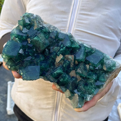 6.9LB Natural super beautiful green fluorite crystal ore standard sample Healing - Picture 8 of 17