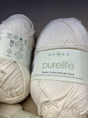 Lot Of 7 Balls Rowan Purelife Organic Cotton Color #986 Natural 131 Yds Worsted