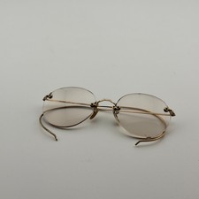 Antique Rimless 1/10 12K GF Gold Filled Spectacles Cable Temple Eyeglasses
