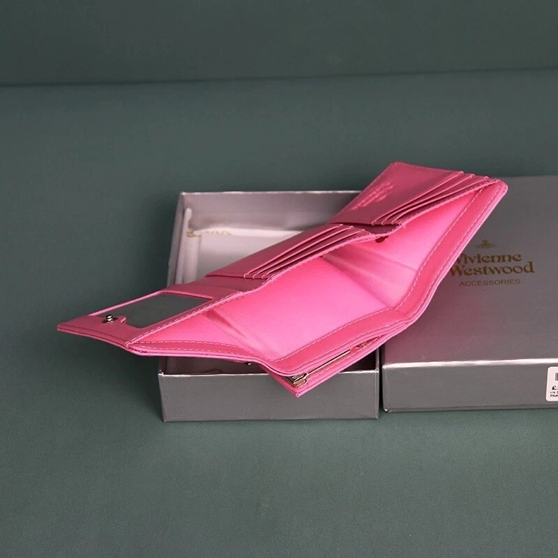 Vivienne Westwood Tri-fold wallet Embossed leather orb Pink 43591