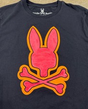 Psycho Bunny Bennett Graphic T-Shirt Black Men  s Sz. 4 Pima Cotton Big Logo EUC