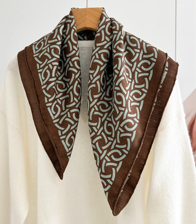 70% Cashmere 30% Silk Shawl Scarf 26'' Neckerchief coil Print Bandanna Wrap new