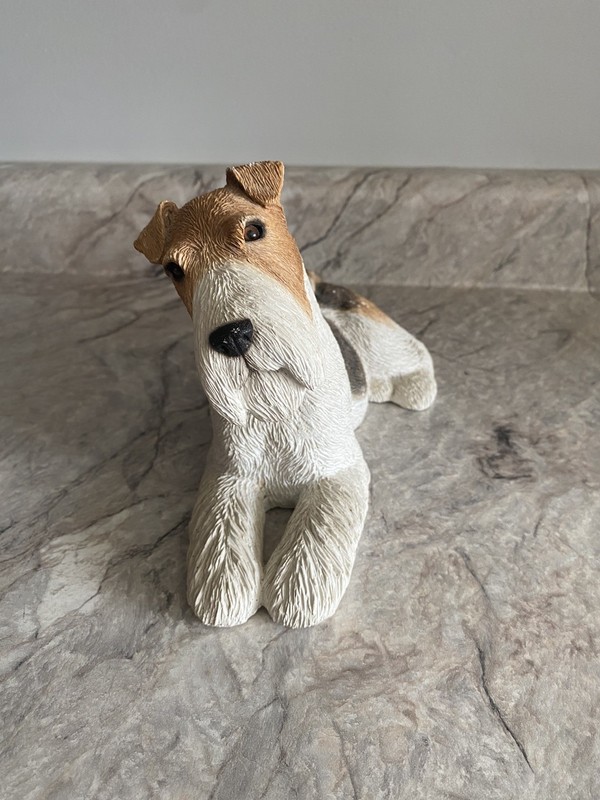 Sandicast Dog Figurine Sculpture Sandra Brue 1989 Fox Terrier Wire Hair