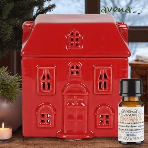 Glossy Red Ceramic House Oil Wax Burner Lidded Christmas Ideal Gift - Image 2