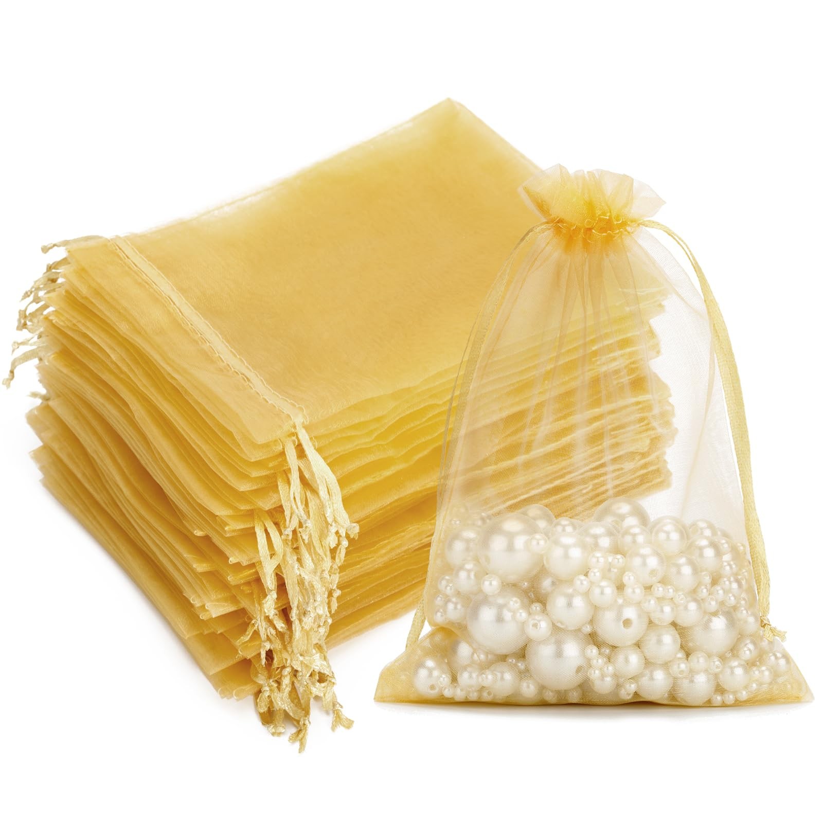 G2PLUS 100PCS Oro Sacchetti Organza 10x15CM Sacchetti Organza Regalo (N4j)