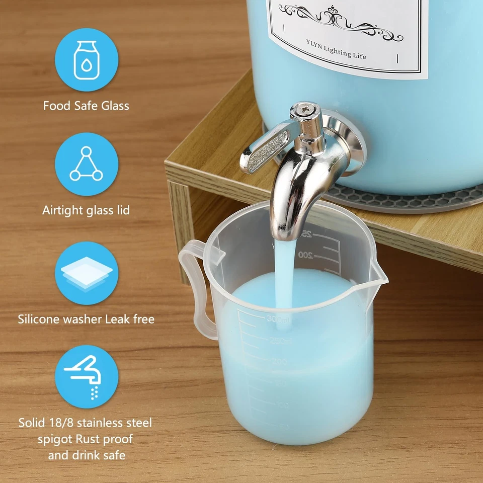 Paquete de 2 dispensadores de detergente para ropa de vidrio con soporte, vidrio a prueba de fugas de 106 oz F... Foto 2 de 4