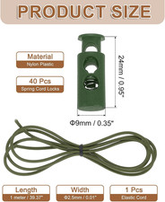 40 Pcs Double Hole Cord Locks with 39Inch Elastic Shock Cord, Plastic Spring ...