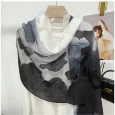 BRAND NEW  2 TONE BLACK/GREY VARIEGATED FLOWER PASHMINA SCARF/SHAWL/WRAP  190X70