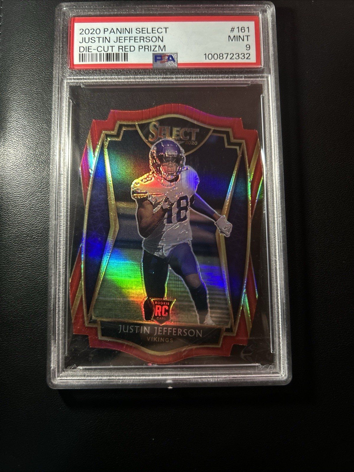 2020 Panini Select- Justin Jefferson #161 Red Prizm Die-Cut (PSA9)