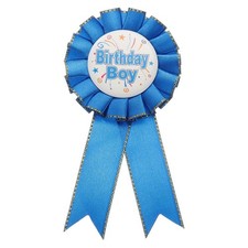 Birthday Ribbon Pin, 5.9x2.8" Fabric Birthday Boy Pin for Party, Light Blue