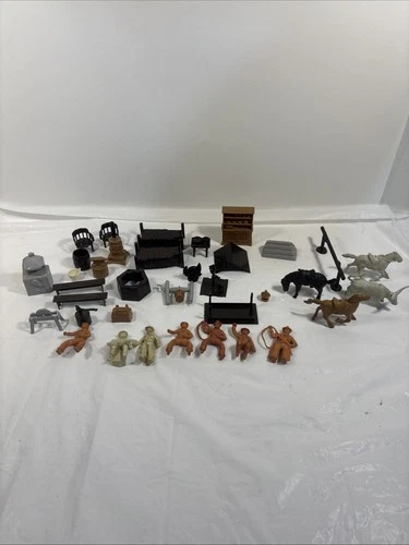 Vintage 1950-60s Marx Western Play Set Accessories Cowboys Horses See Pics