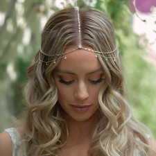 STONEFANS Rhinestone Head Chain Silver Bride Headpiece Wedding Headbands Chain