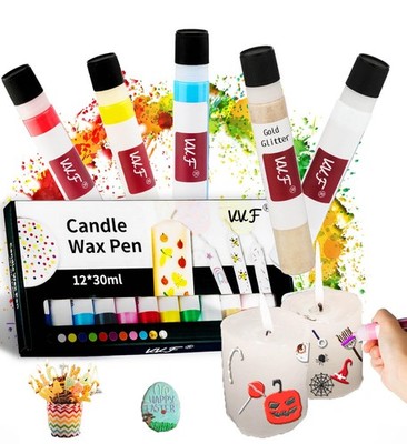 Candle Wax Pen Set   12 Vibrant Colors with Glitter Pens for Fun DIY Candle P...