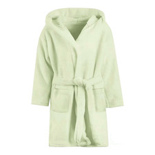 Hooded Bathrobe Light Green Size 4/5 Year Soft Plush Unisex Kids Robes NEW