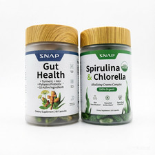 Snap Gut Health Spirulina Chlorella Bundle Digestive Detox 180 Capsules Organic