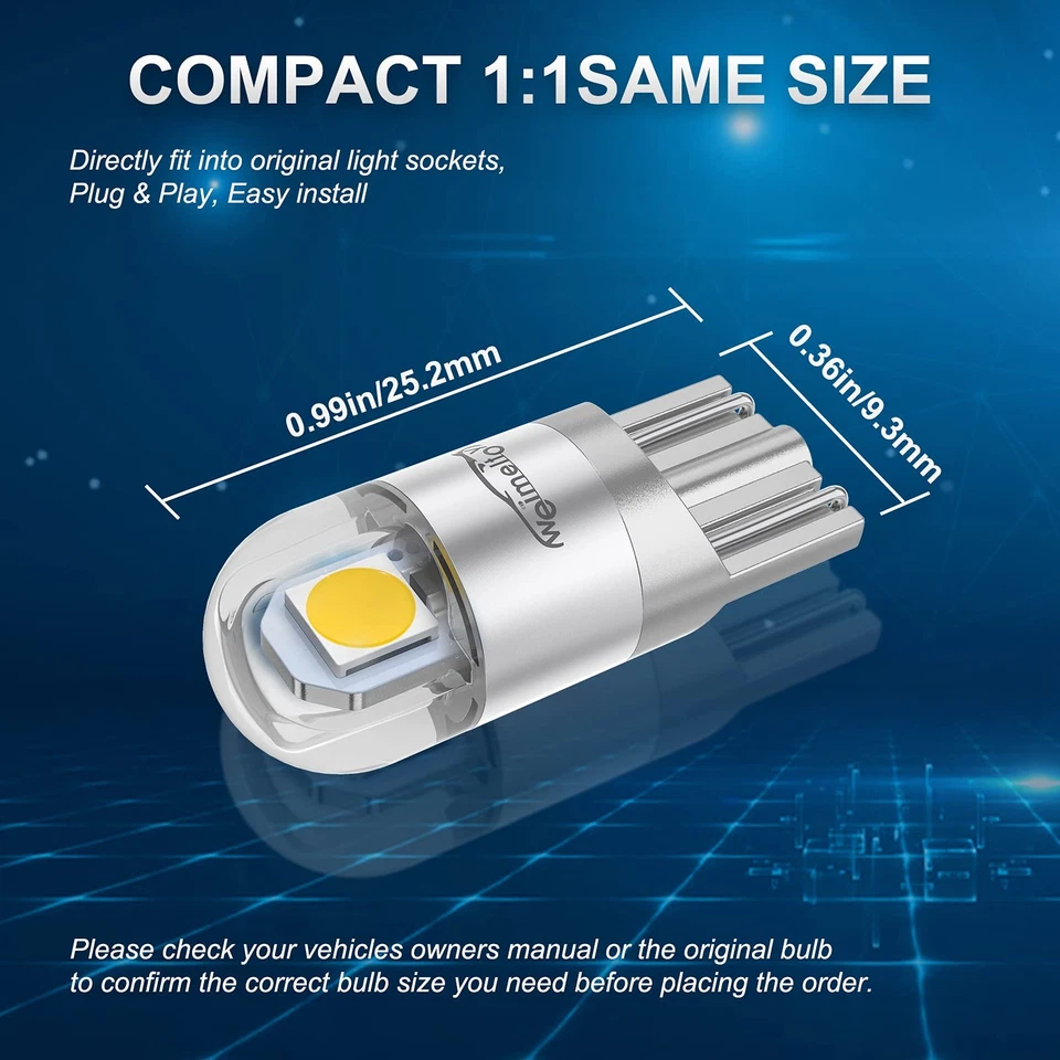 194 LED Car Bulb, 1.5W, 12V, White, 360 Degree Lighting, 20 Pack - Image 2 of 4