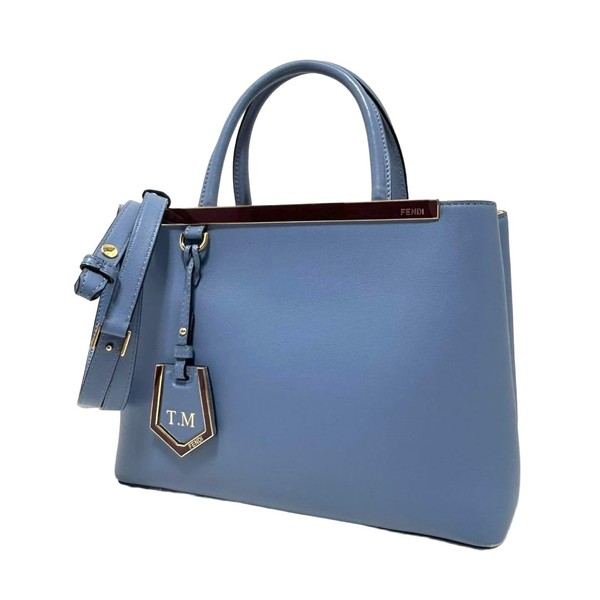 Fendi Petit Toujours 2Way Leather Handbag Blue Authentic Luxury Crossbody Bag